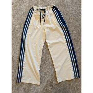 Fashion White and Blue Striped High Waisted Wide Leg Joggers
